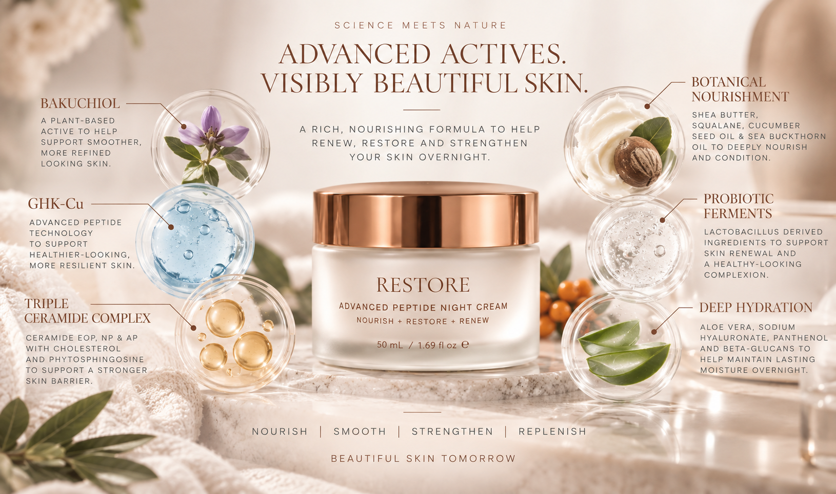 RESTORE advanced actives and botanical ingredients