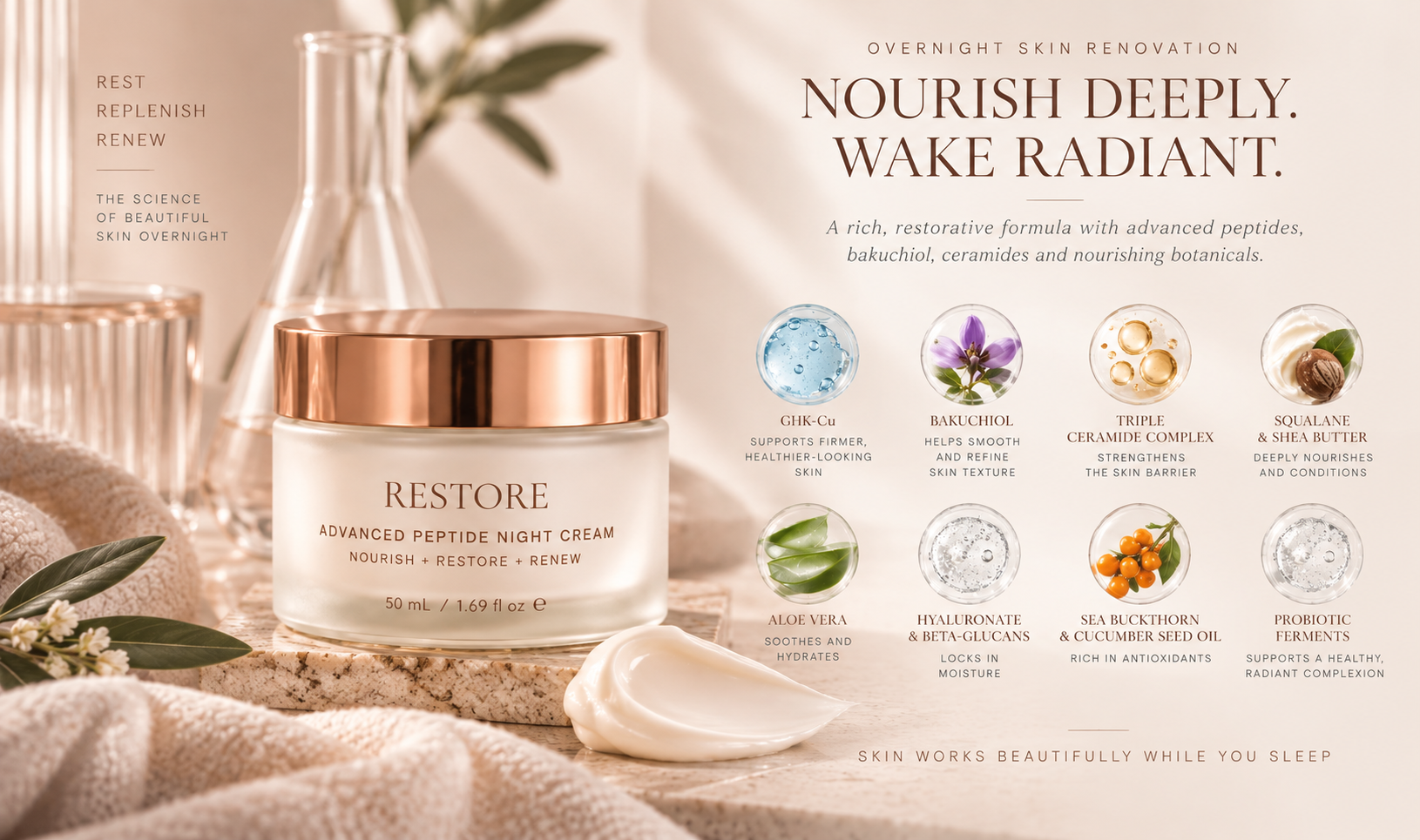 RESTORE overnight peptide skincare